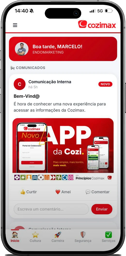 Feed de comunicados do novo app